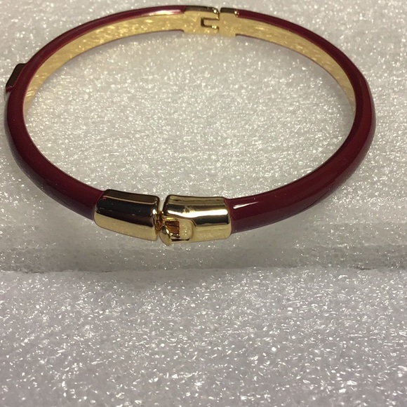 On 34th Bracelet NWOT Wine Enamel & Cube Clear Sparkle accent. - Picture 2 of 4